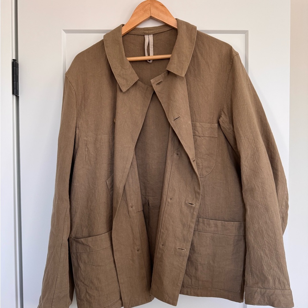 Cohérence Kees Jacket Linen Cotton Chevron Brown - Picture 6 of 8